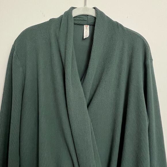 Anthropologie Daily Practice Waffle Knit Wrap Top Green XL Loungewear Cozy - Picture 5 of 9